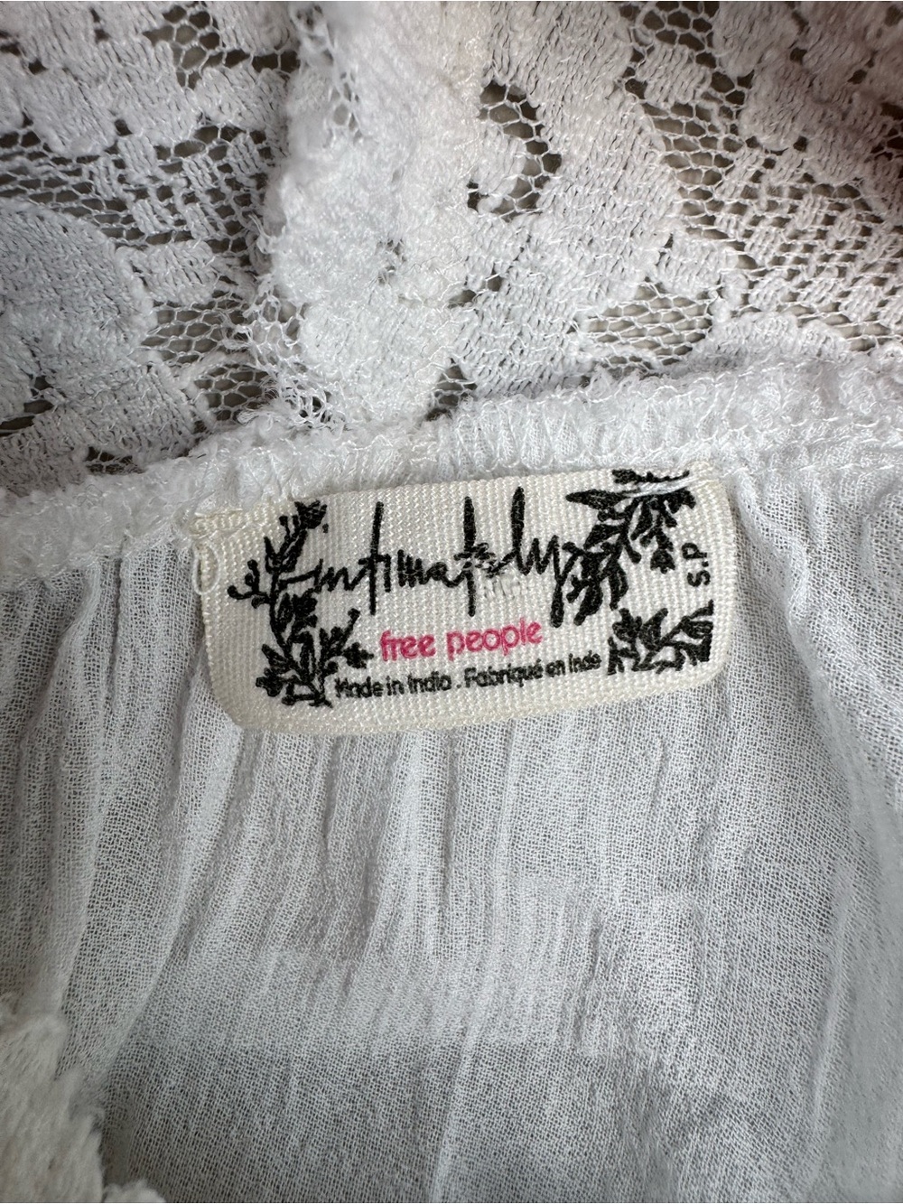 Free People Intimately Fiona Cami Ivory Lace Racerback Tank Top XS - Picture 4 of 5